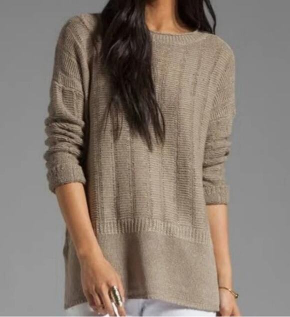 Vince Sweaters - Vince. Linen Knit Sweater Women's Size Small Light Brown Pullover Crew Neck